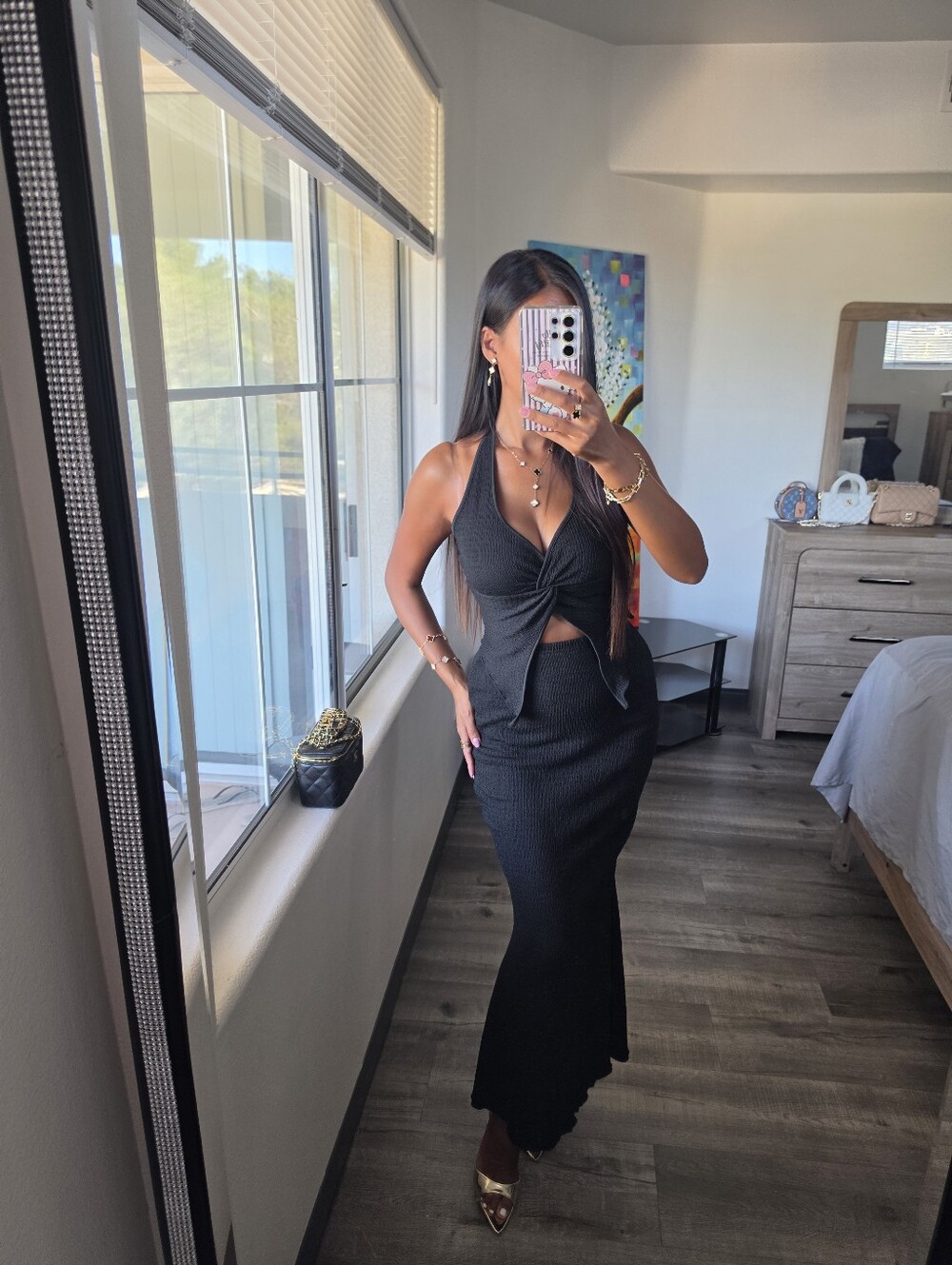 Chic Black Halter Cutout Maxi Dress - Picture 7 of 16